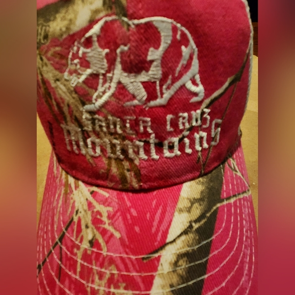 Santa Cruz Mountains Pink Camo cap, trucker style vented mesh back, velcro OS. - Picture 5 of 10